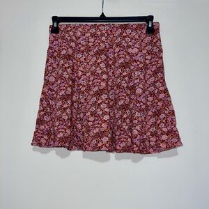New American Eagle Red Floral Mini Skirt Pull On Flowy Feminine Women's Size M